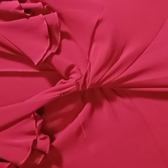 Sere Nade Red V Neck Knot and Ruffle Dress L - Picture 4 of 5